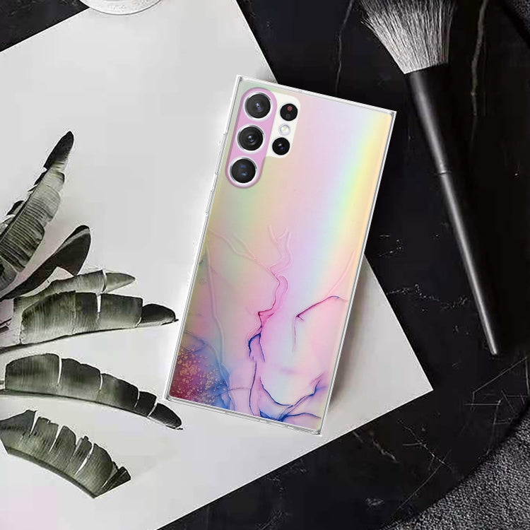 For Samsung Galaxy S23 Ultra 5G Laser Marble Pattern Clear TPU Protective Phone Case