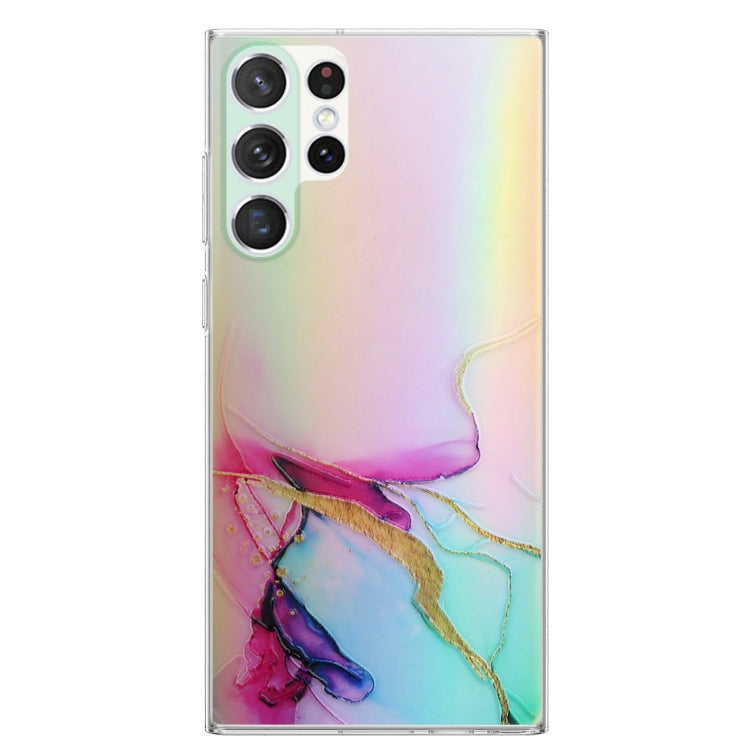 For Samsung Galaxy S23 Ultra 5G Laser Marble Pattern Clear TPU Protective Phone Case