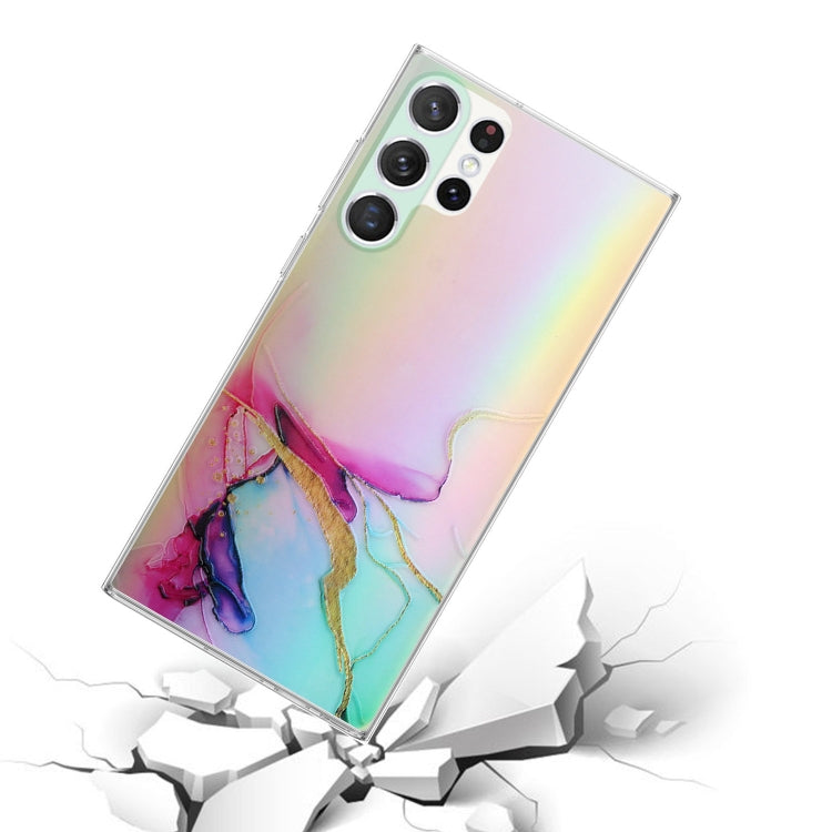 For Samsung Galaxy S23 Ultra 5G Laser Marble Pattern Clear TPU Protective Phone Case