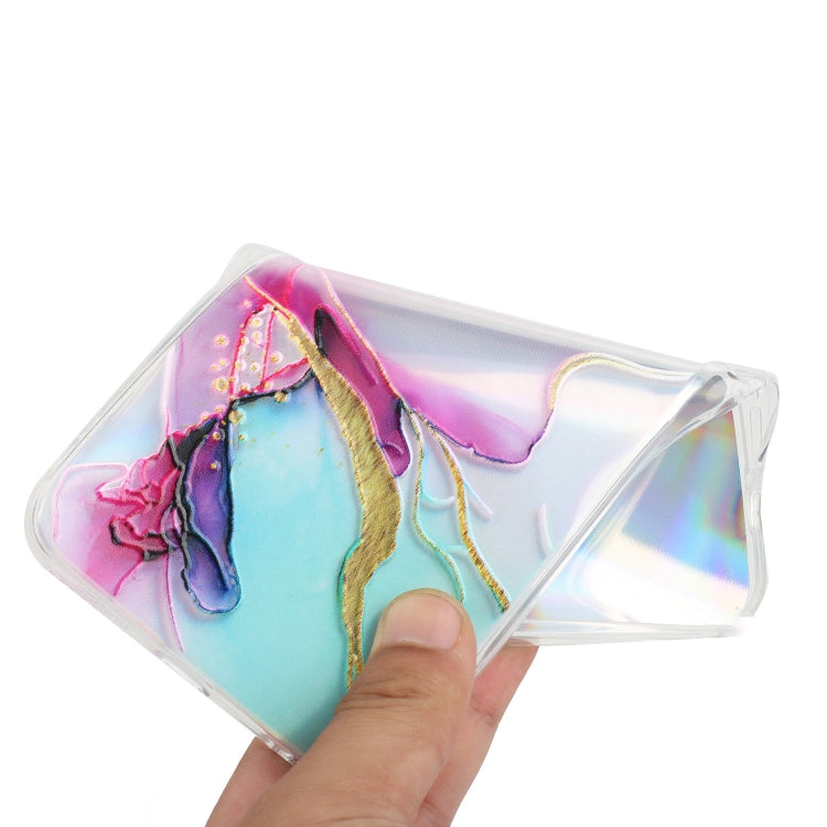 For Samsung Galaxy S23 Ultra 5G Laser Marble Pattern Clear TPU Protective Phone Case