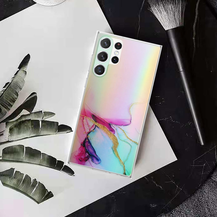 For Samsung Galaxy S23 Ultra 5G Laser Marble Pattern Clear TPU Protective Phone Case