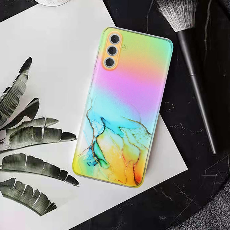 For Samsung Galaxy S23+ 5G Laser Marble Pattern Clear TPU Protective Phone Case