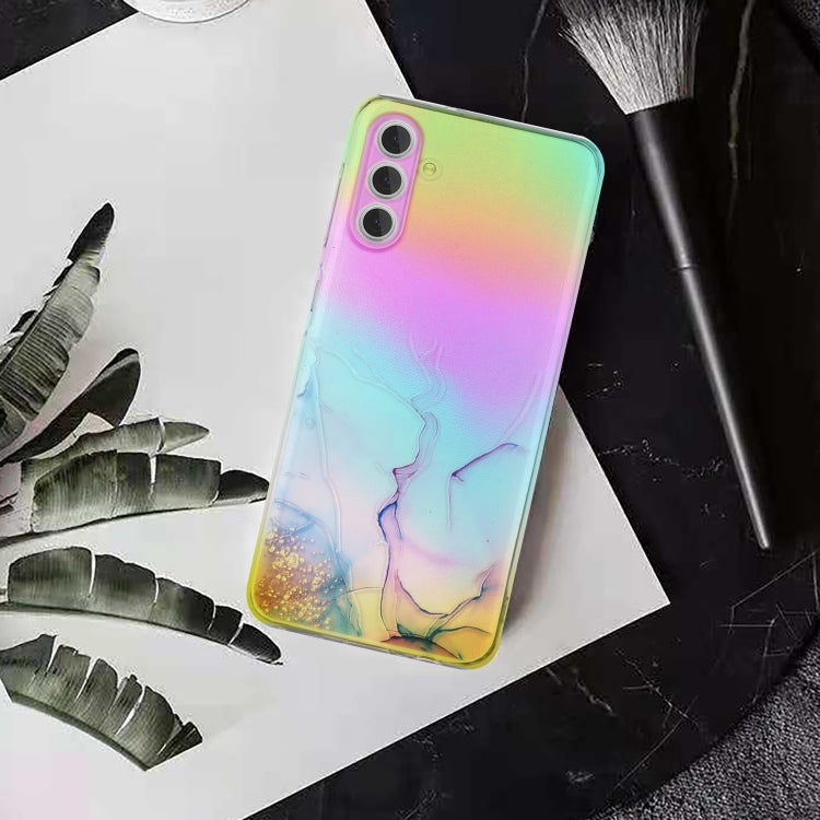 For Samsung Galaxy S23+ 5G Laser Marble Pattern Clear TPU Protective Phone Case