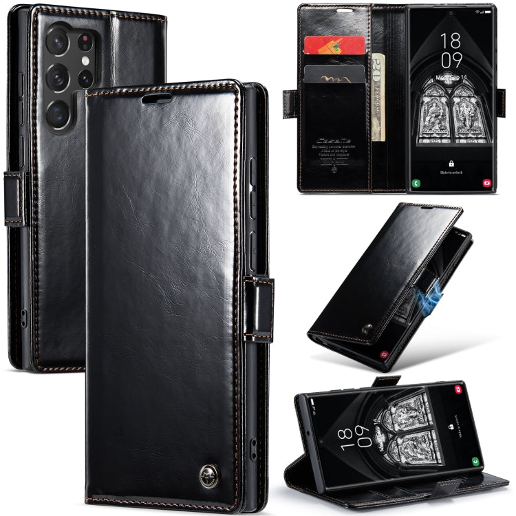 For Samsung Galaxy S23 Ultra 5G CaseMe 003 Crazy Horse Texture Leather Phone Case