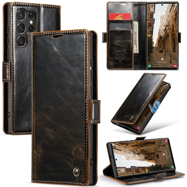 For Samsung Galaxy S23 Ultra 5G CaseMe 003 Crazy Horse Texture Leather Phone Case