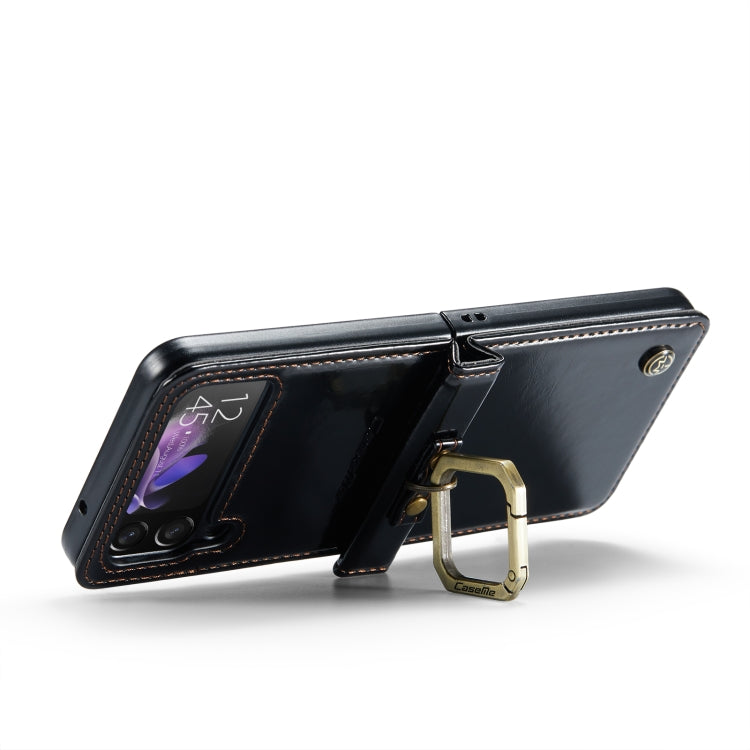 For Samsung Galaxy Z Flip3 5G CaseMe 003 Crazy Horse Texture Leather Phone Case with Lanyard