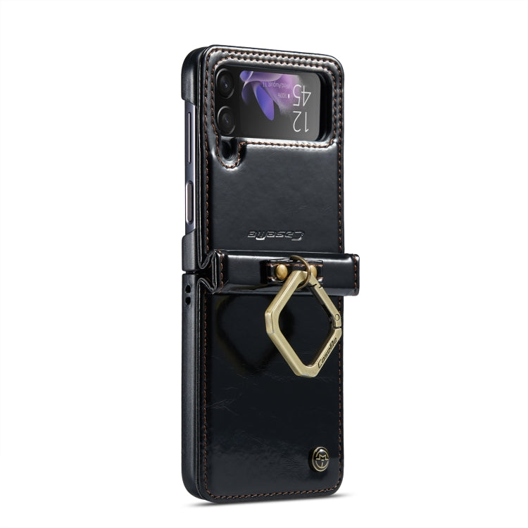 For Samsung Galaxy Z Flip3 5G CaseMe 003 Crazy Horse Texture Leather Phone Case with Lanyard