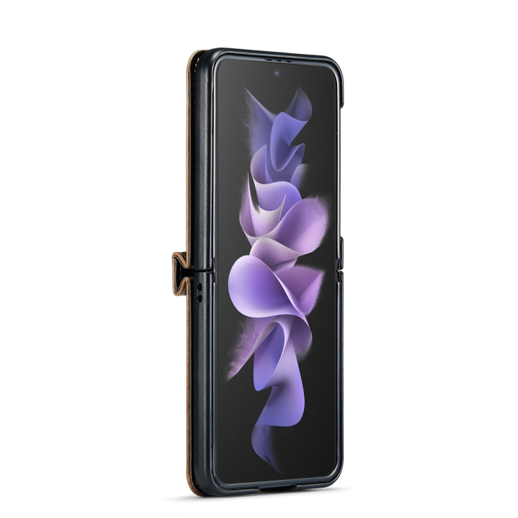 For Samsung Galaxy Z Flip3 5G CaseMe 003 Crazy Horse Texture Leather Phone Case with Lanyard