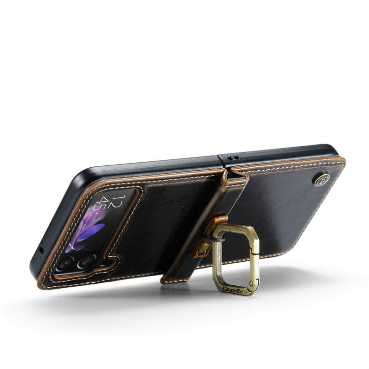 For Samsung Galaxy Z Flip3 5G CaseMe 003 Crazy Horse Texture Leather Phone Case with Lanyard