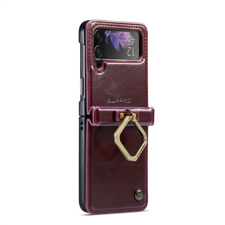 For Samsung Galaxy Z Flip3 5G CaseMe 003 Crazy Horse Texture Leather Phone Case with Lanyard
