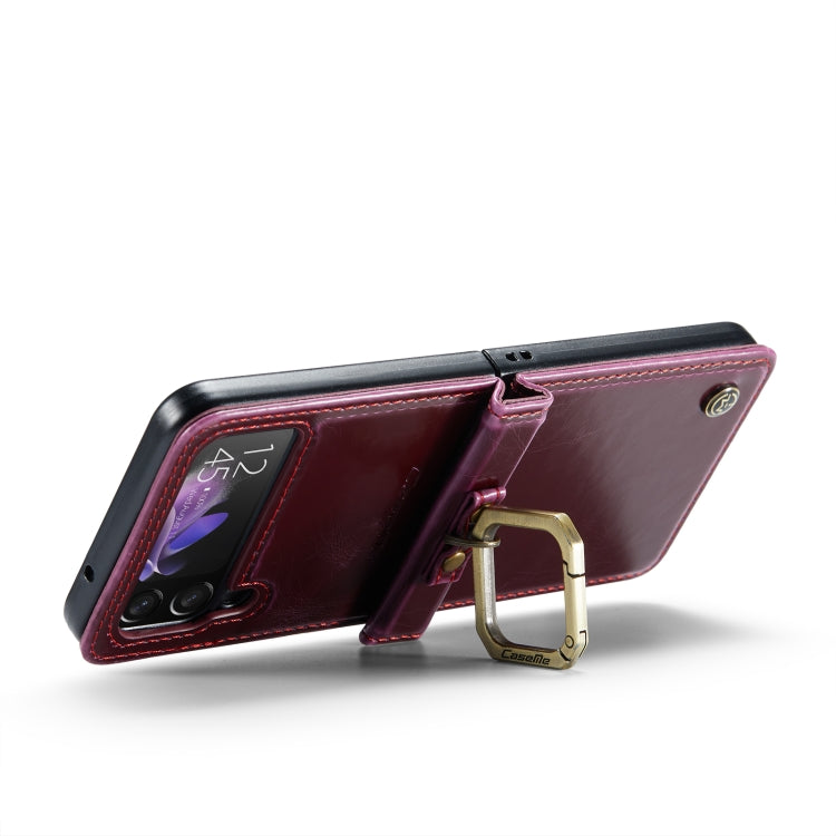 For Samsung Galaxy Z Flip3 5G CaseMe 003 Crazy Horse Texture Leather Phone Case with Lanyard