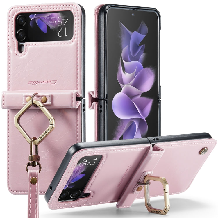 For Samsung Galaxy Z Flip3 5G CaseMe 003 Crazy Horse Texture Leather Phone Case with Lanyard