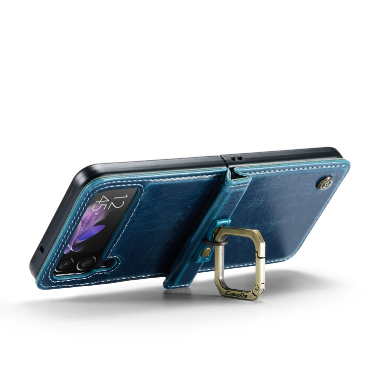 For Samsung Galaxy Z Flip3 5G CaseMe 003 Crazy Horse Texture Leather Phone Case with Lanyard
