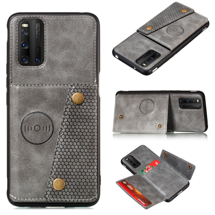 For Vivo IQOO3 PU + TPU Shockproof Magnetic Protective Case with Card Slots