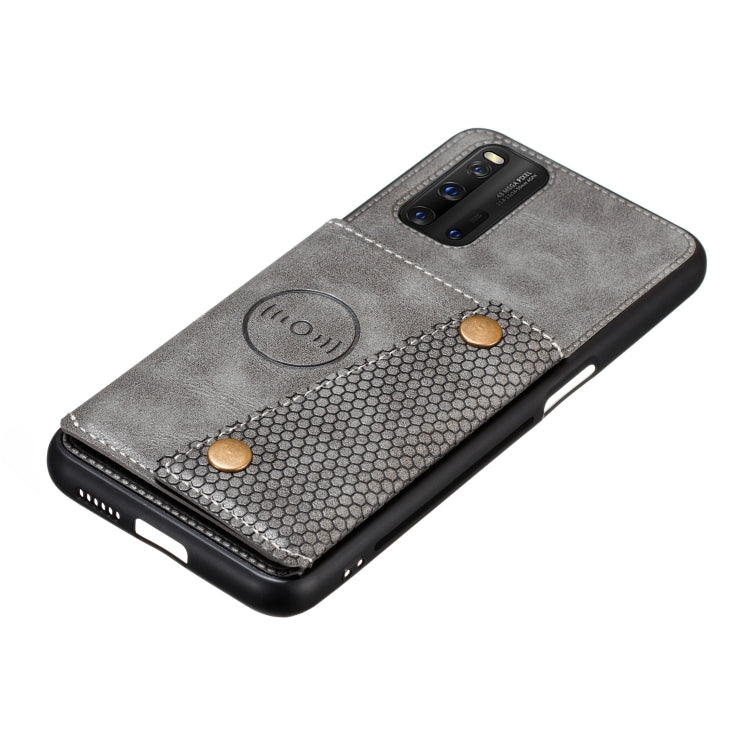 For Vivo IQOO3 PU + TPU Shockproof Magnetic Protective Case with Card Slots