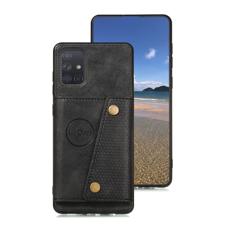 For Galaxy A41 (Eurasian Version) PU + TPU Shockproof Magnetic Protective Case with Card Slots