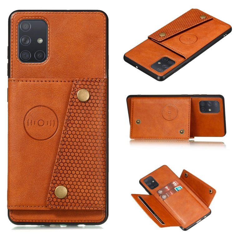 For Galaxy A41 (Eurasian Version) PU + TPU Shockproof Magnetic Protective Case with Card Slots