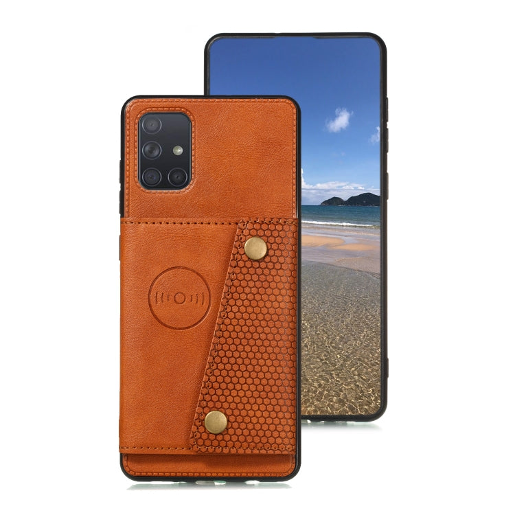 For Galaxy A41 (Eurasian Version) PU + TPU Shockproof Magnetic Protective Case with Card Slots