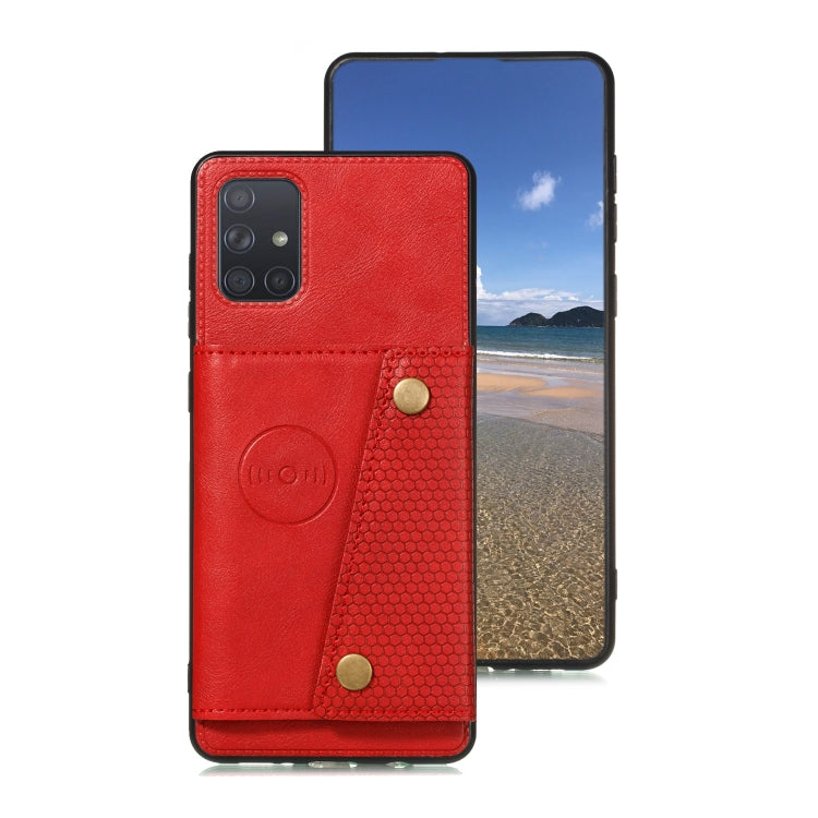 For Galaxy A41 (Eurasian Version) PU + TPU Shockproof Magnetic Protective Case with Card Slots