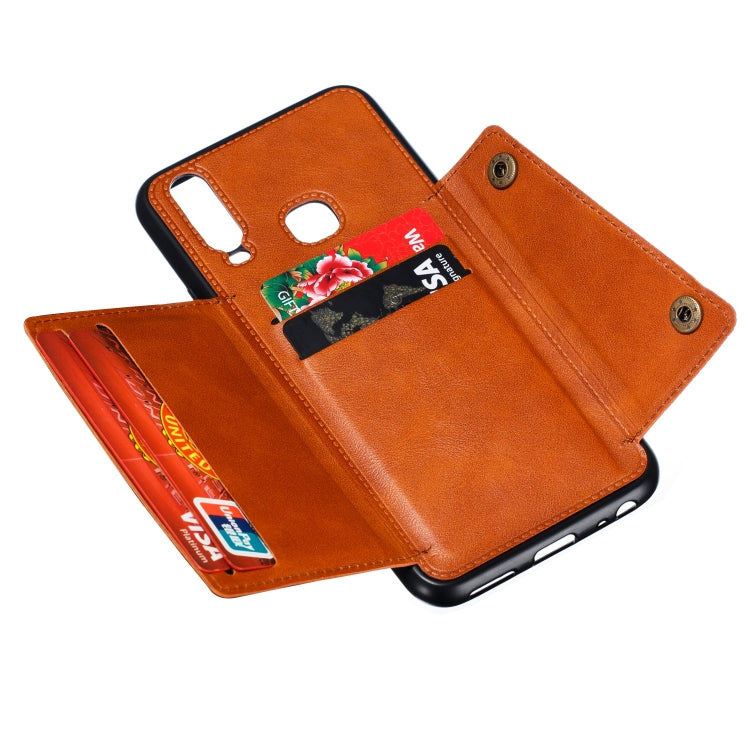 For Huawei Y7p 2020 PU + TPU Shockproof Magnetic Protective Case with Card Slots