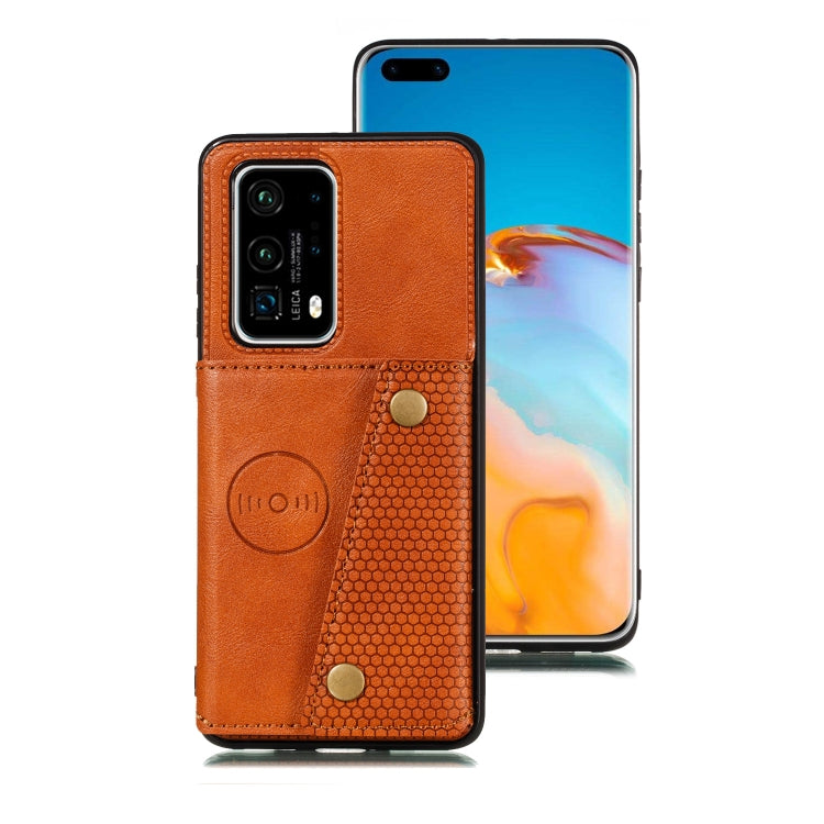 For Huawei P40 Pro PU + TPU Shockproof Magnetic Protective Case with Card Slots