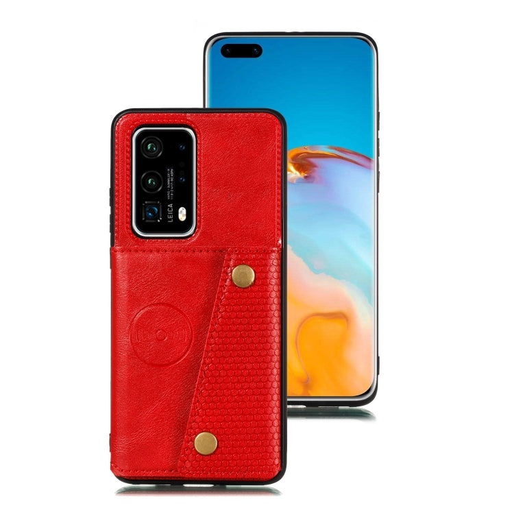 For Huawei P40 Pro+ PU + TPU Shockproof Magnetic Protective Case with Card Slots
