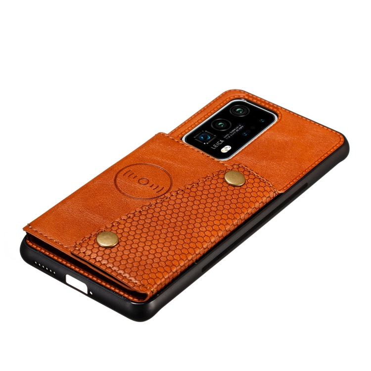 For Huawei P40 PU + TPU Shockproof Magnetic Protective Case with Card Slots