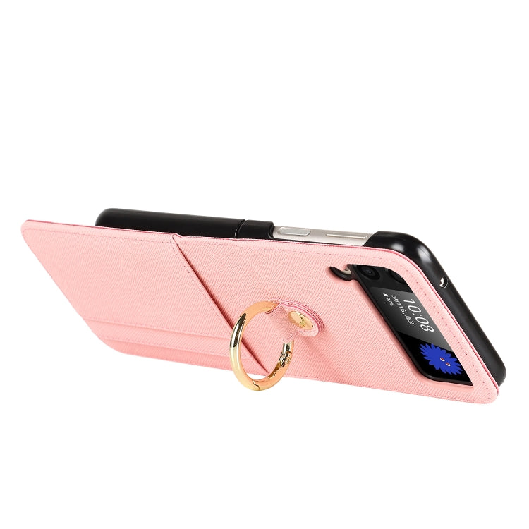 For Samsung Galaxy Z Flip4 5G Cross Texture Lanyard Ring Phone Case