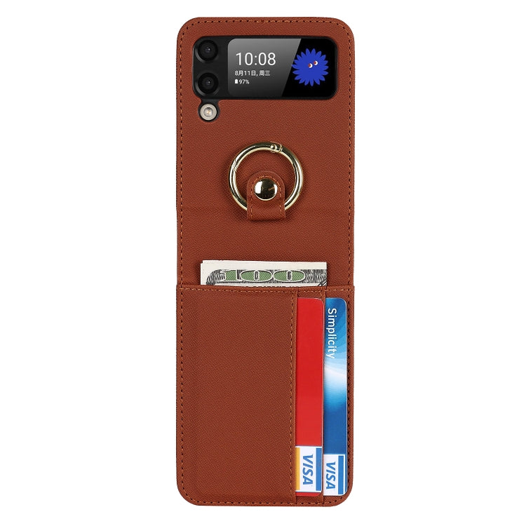 For Samsung Galaxy Z Flip4 5G Cross Texture Lanyard Ring Phone Case