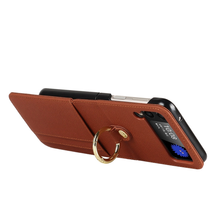 For Samsung Galaxy Z Flip4 5G Cross Texture Lanyard Ring Phone Case