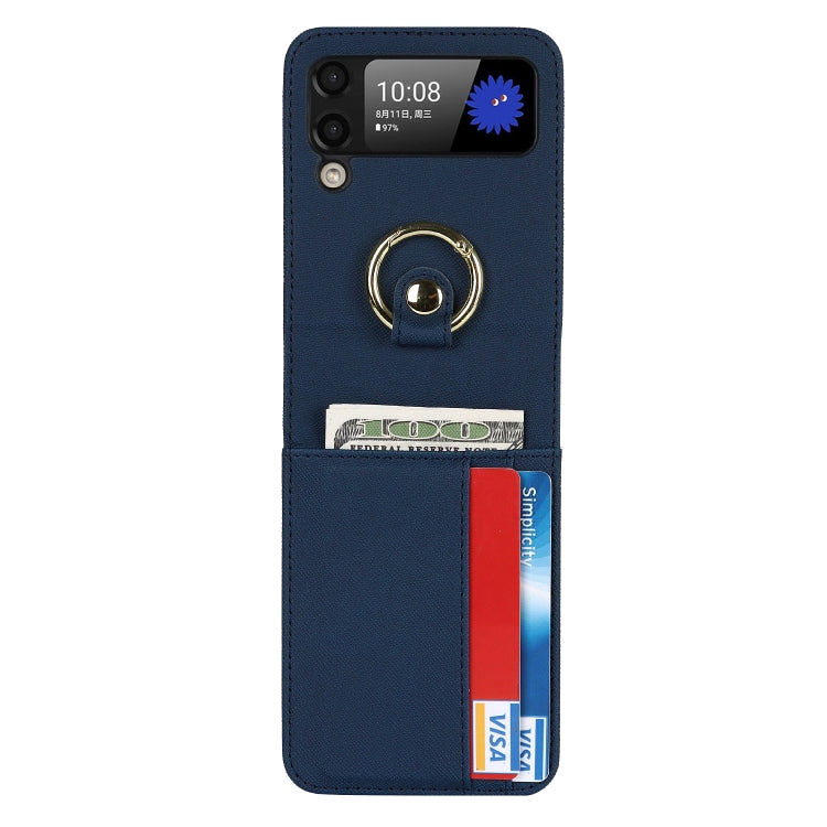 For Samsung Galaxy Z Flip4 5G Cross Texture Lanyard Ring Phone Case