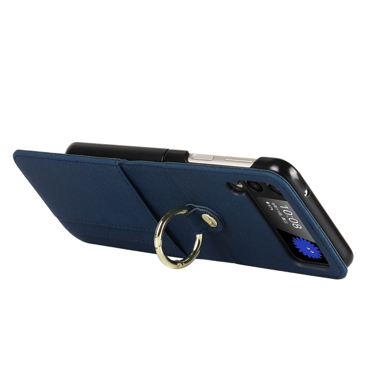 For Samsung Galaxy Z Flip4 5G Cross Texture Lanyard Ring Phone Case