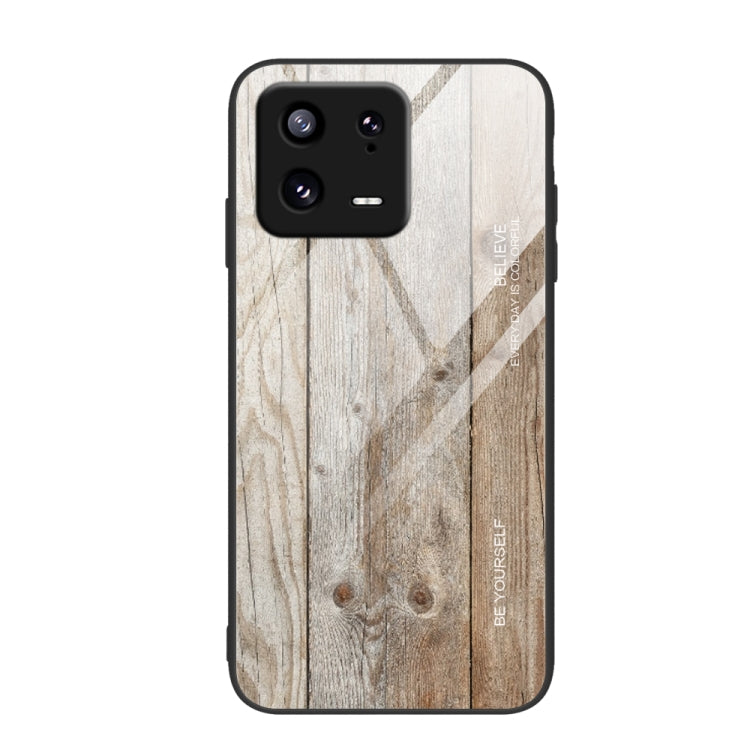 For Xiaomi 13 Pro Wood Grain Glass TPU Phone Case