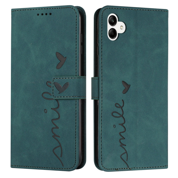 For Samsung Galaxy A04e Skin Feel Heart Embossed Leather Phone Case