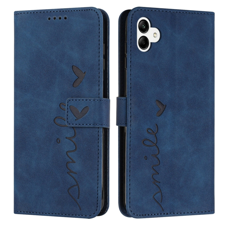 For Samsung Galaxy A04e Skin Feel Heart Embossed Leather Phone Case