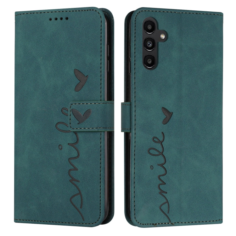 For Samsung Galaxy A54 5G Skin Feel Heart Embossed Leather Phone Case