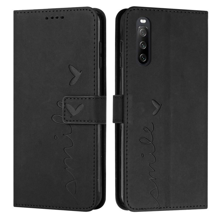 For Sony Xperia 10 IV Skin Feel Heart Embossed Leather Phone Case