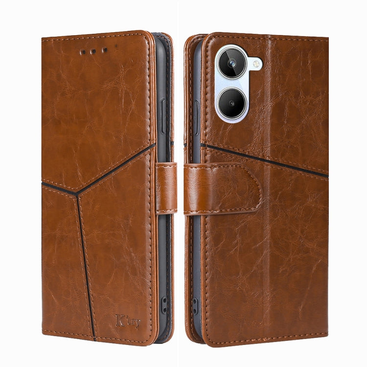 For Realme 10 4G Geometric Stitching Horizontal Flip Leather Phone Case