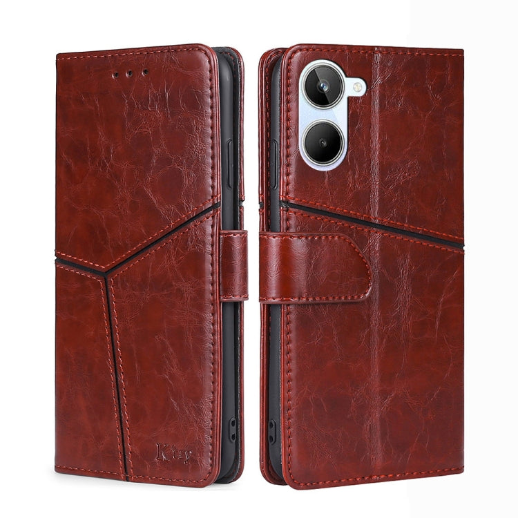 For Realme 10 4G Geometric Stitching Horizontal Flip Leather Phone Case