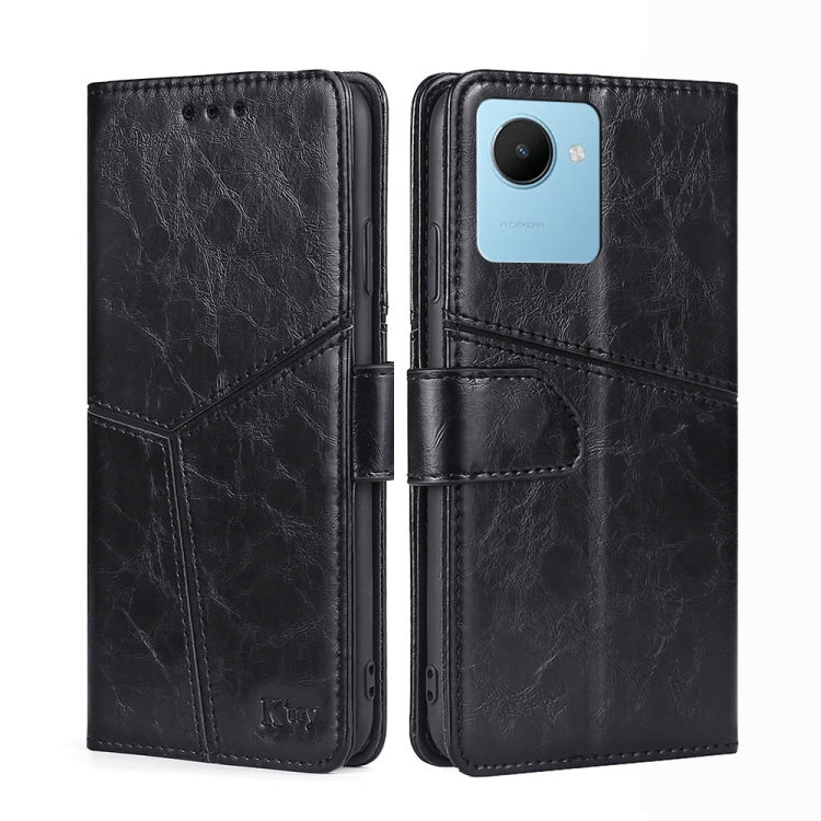 For Realme C30s Geometric Stitching Horizontal Flip Leather Phone Case