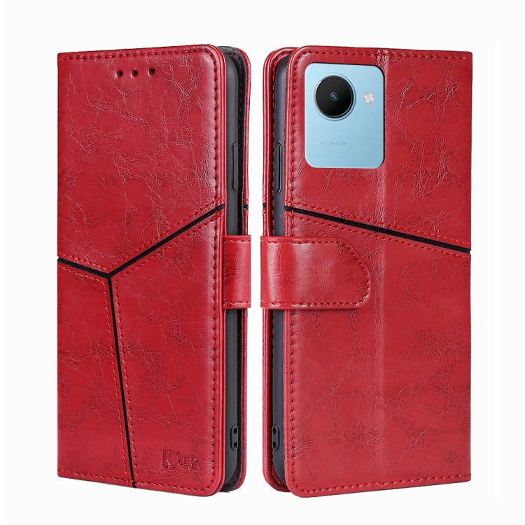 For Realme C30s Geometric Stitching Horizontal Flip Leather Phone Case