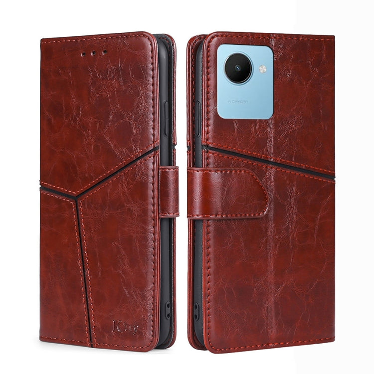 For Realme C30s Geometric Stitching Horizontal Flip Leather Phone Case