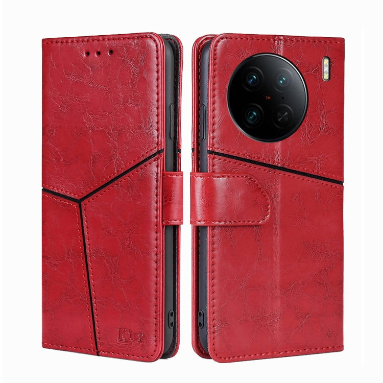 For vivo X90 Pro+ Geometric Stitching Horizontal Flip Leather Phone Case
