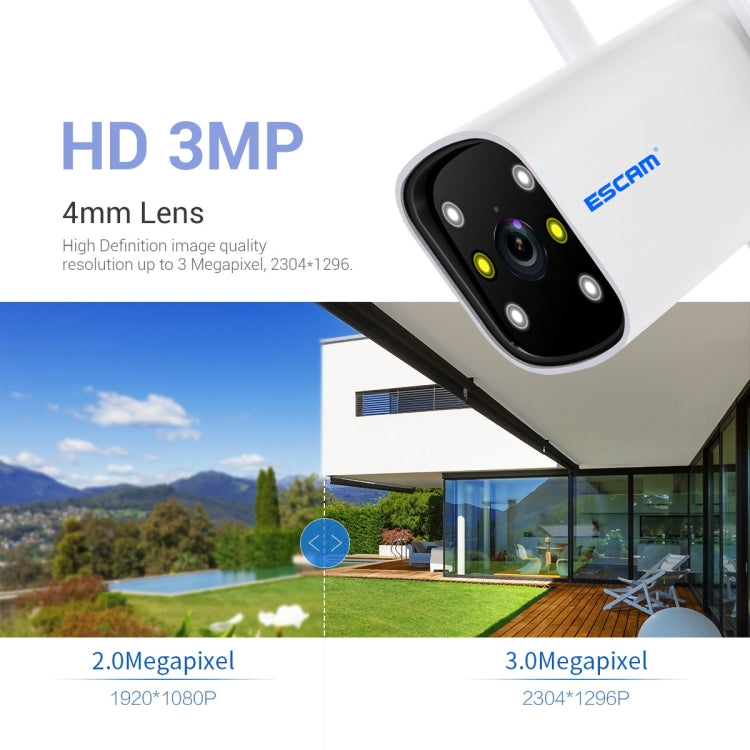 ESCAM PT301 3MP 1296P HD Indoor Wireless PTZ IP Camera IR Night Vision AI Humanoid Detection Home Security CCTV Monitor, Plug Type:US Plug(White)