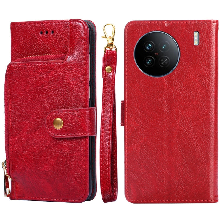 For vivo X90 Zipper Bag Leather Phone Case
