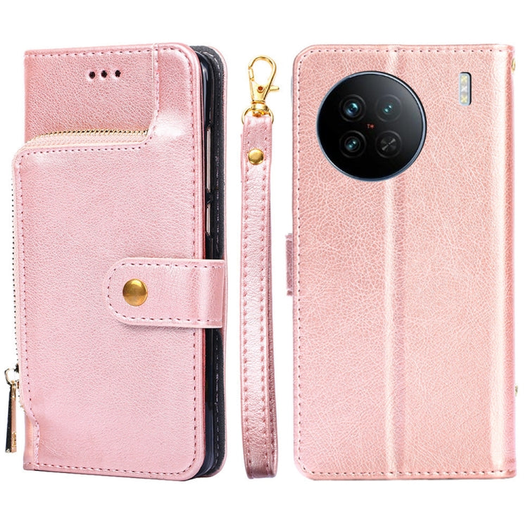 For vivo X90 Zipper Bag Leather Phone Case