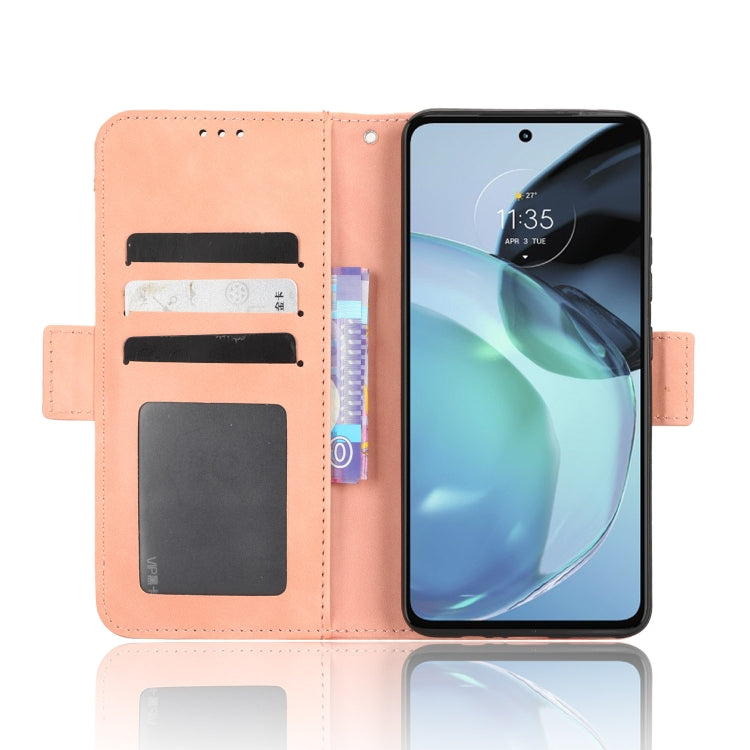 For Motorola Moto G72 4G Skin Feel Calf Texture Card Slots Leather Phone Case