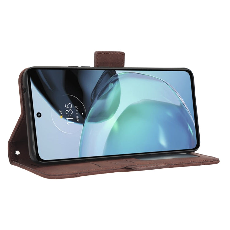 For Motorola Moto G72 4G Skin Feel Calf Texture Card Slots Leather Phone Case