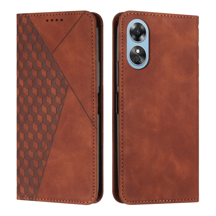 For OPPO A17 Diamond Splicing Skin Feel Magnetic Leather Phone Case