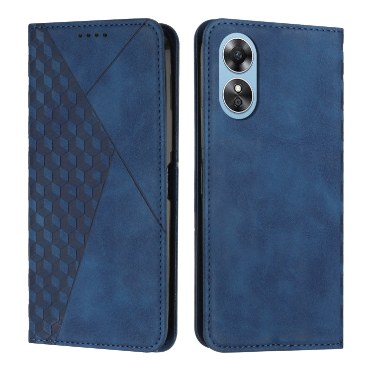 For OPPO A17 Diamond Splicing Skin Feel Magnetic Leather Phone Case
